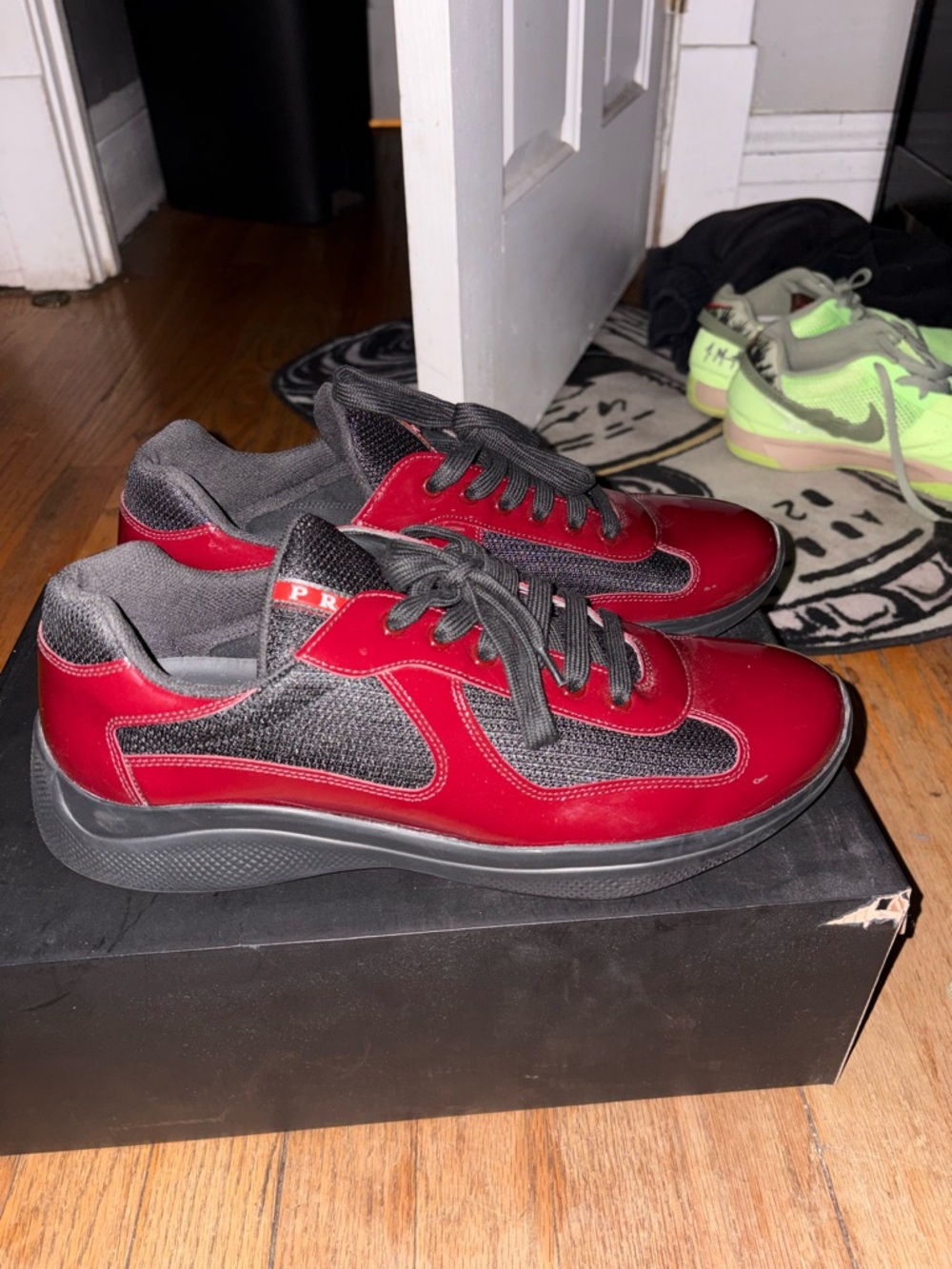 Prada Men’s Bordeaux & Black Sneakers - Picture 5 of 7